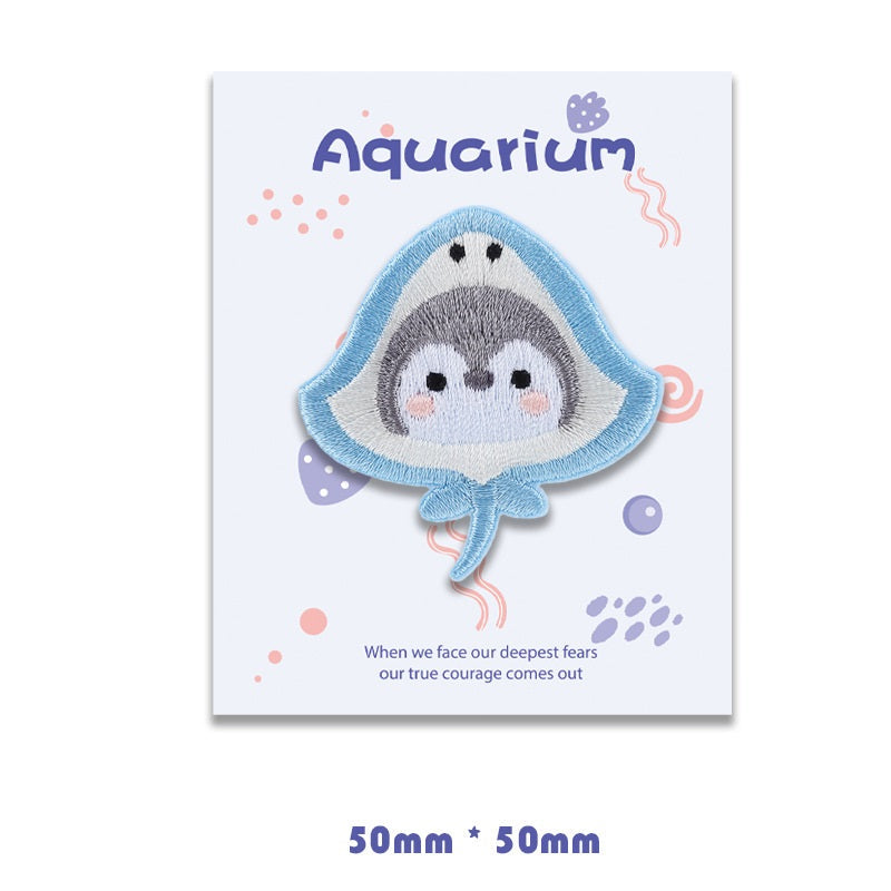 Penguin Aquarium Self-Adhesive Embroidered Patches 8 Pack