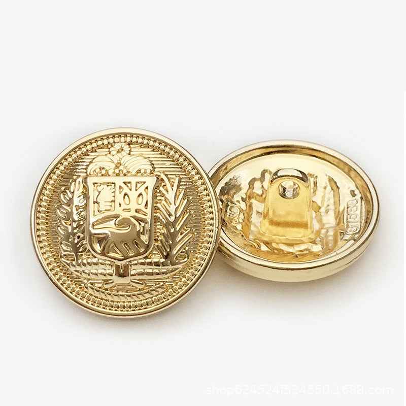 Gold/Silver/Bronze Round Metal Buttons Vintage Knight Shield 50-Pack Gold