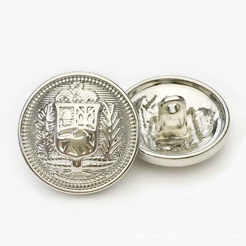 Gold/Silver/Bronze Round Metal Buttons Vintage Knight Shield 50-Pack Silver