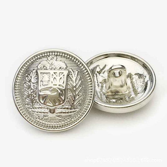 Gold/Silver/Bronze Round Metal Buttons Vintage Knight Shield 50-Pack Silver
