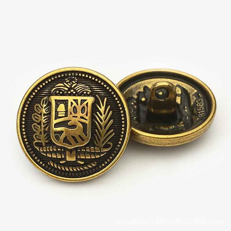 Gold/Silver/Bronze Round Metal Buttons Vintage Knight Shield 50-Pack Bronze