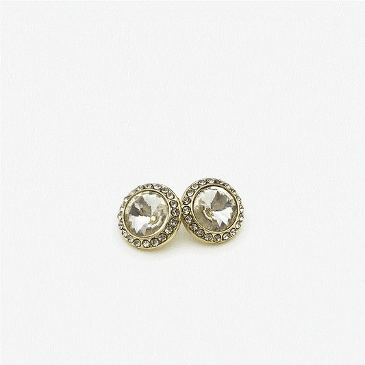 Sparkling Crystal & Rhinestone Metal Shank Buttons – 24-Pack Gold White