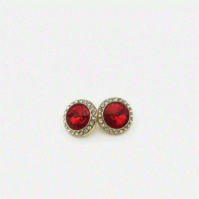 Sparkling Crystal & Rhinestone Metal Shank Buttons – 24-Pack Gold Red