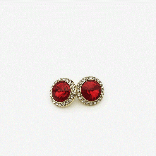 Sparkling Crystal & Rhinestone Metal Shank Buttons – 24-Pack Gold Red