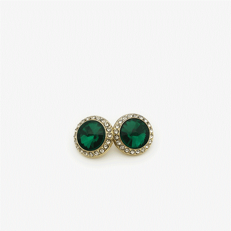 Sparkling Crystal & Rhinestone Metal Shank Buttons – 24-Pack Gold Green