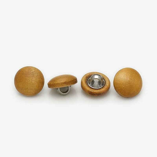 11mm Wooden Mushroom Round Buttons with Metal Shanks 50PCS Yellow