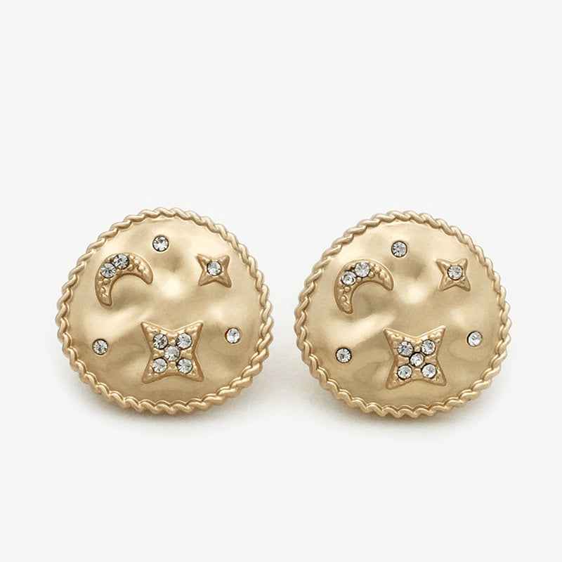 Frosted Gold Luxury Star Moon Rhinestone Metal Shank Button 20pcs