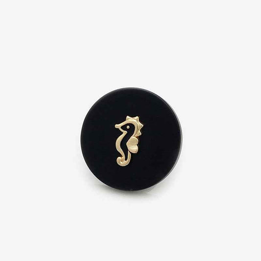 16mm/22.5mm/25mm Beige/Black Seahorse Resin-Metal Shank Buttons 20pcs Beige