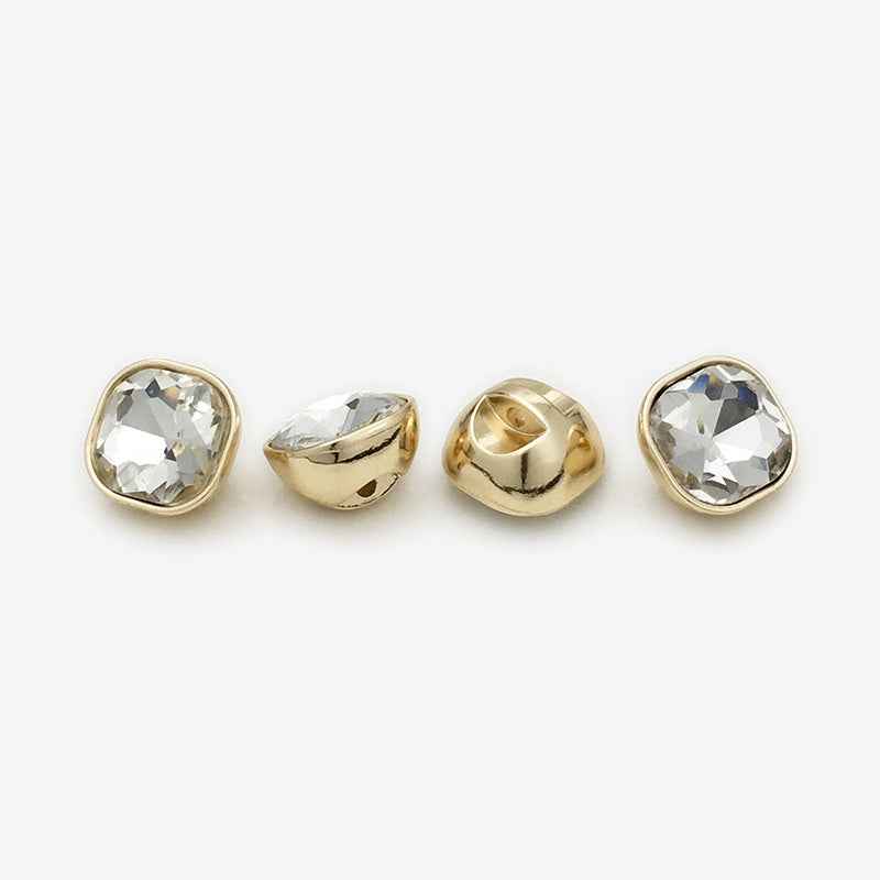10mm/12mm Square Metal Rhinestone Decorative Small Buttons 20pcs White