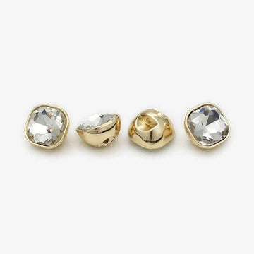 10mm/12mm Square Metal Rhinestone Decorative Small Buttons 20pcs White
