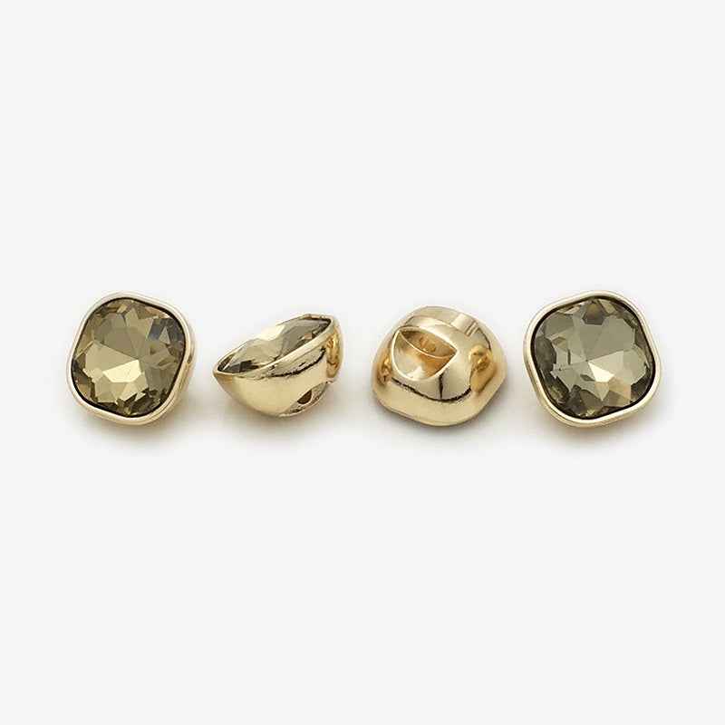 10mm/12mm Square Metal Rhinestone Decorative Small Buttons 20pcs Champagne