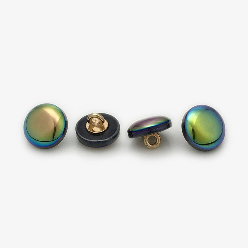 11mm Round Resin Metal Buttons with Laser Pearl Effect 50pcs Colorful