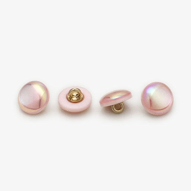 11mm Round Resin Metal Buttons with Laser Pearl Effect 50pcs Pink