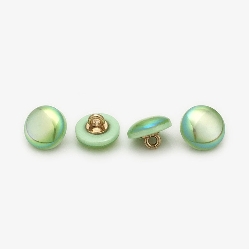 11mm Round Resin Metal Buttons with Laser Pearl Effect 50pcs Green