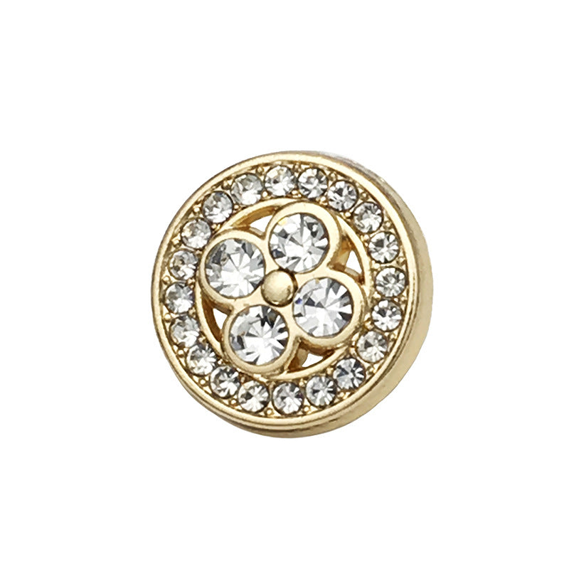 11mm Gold Silver Metal Four Leaf Clover Diamond Shirt Buttons 20pcs