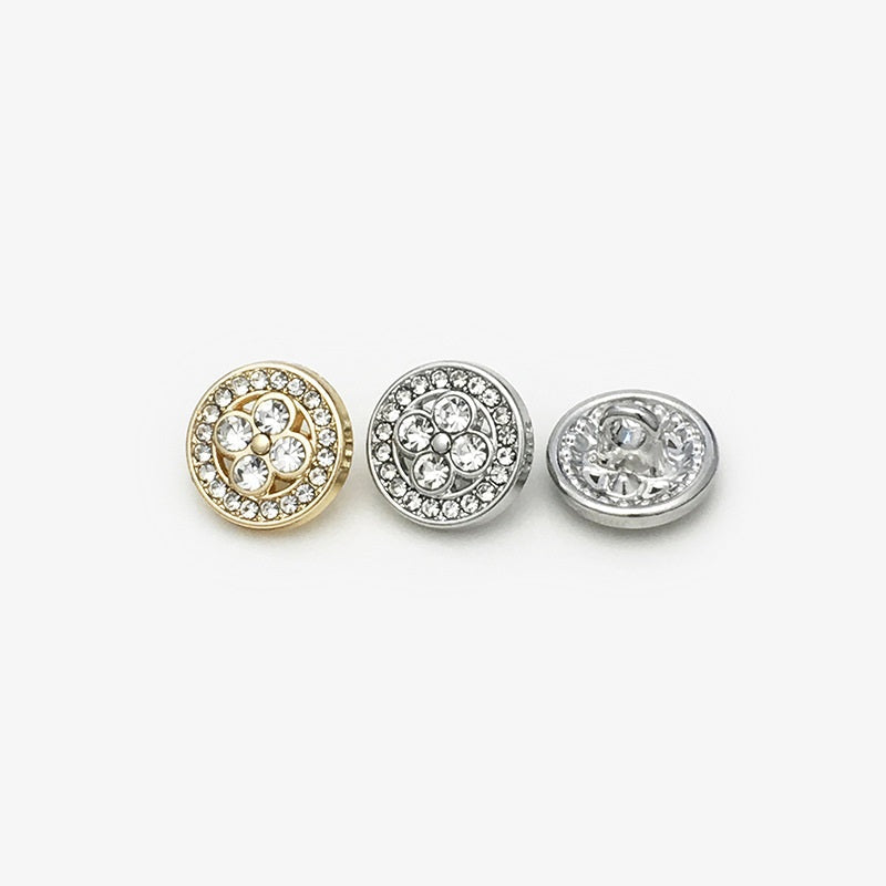 11mm Gold Silver Metal Four Leaf Clover Diamond Shirt Buttons 20pcs
