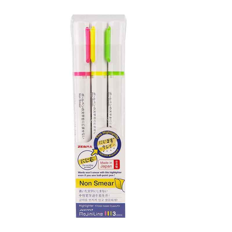 Zebra Justfit Mojini Line Highlighter - 3 Color Set (WKS22-3C)