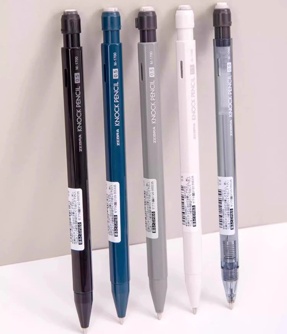 Zebra KNOCK Shake Mechanical Pencil 0.5mm | Classic Colors | Low Center of Gravity | Includes 12 Lead Refills