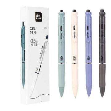 DELI Retractable Gel Pens 0.5mm,Black Ink,8 Pack