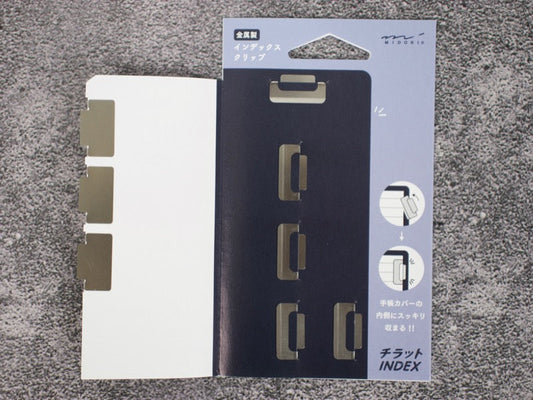 Midori Copper Silver Index Clips 8 Pieces Silver