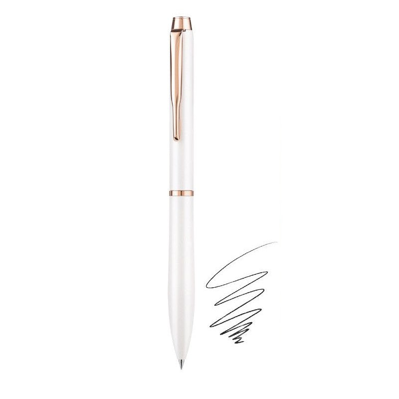 PILOT ETERLINK Metal Ballpoint Pen | 0.5mm Black Ink | Twist Retractable Pearl White
