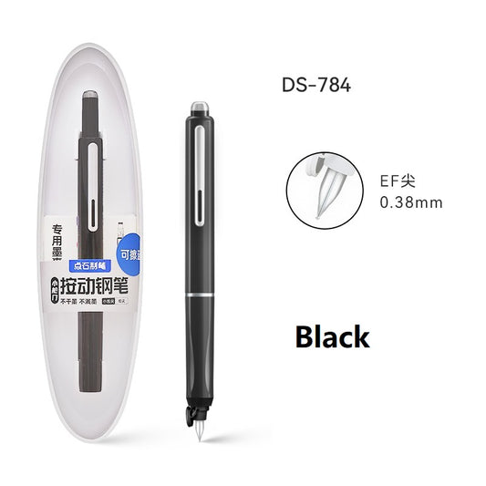 Retractable Fountain Pen 0.38mm Extra Fine Nib Black