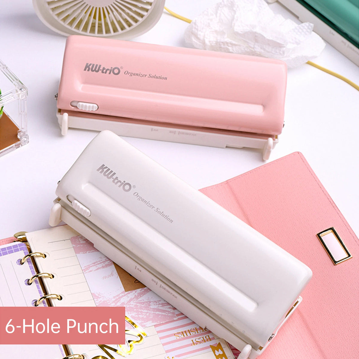KW-triO Adjustable 6-Hole Desktop Paper Punch
