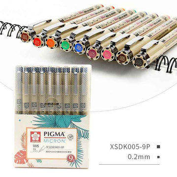 Sakura Pigma Micron Stift – Größe 005 – 0,2 mm – 9-Farben-Bundle