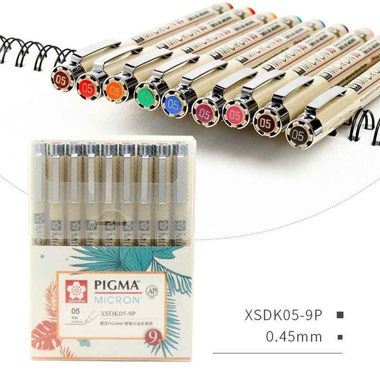 Sakura Pigma Micron Stift – Größe 05 – 0,45 mm – 9-Farben-Bundle