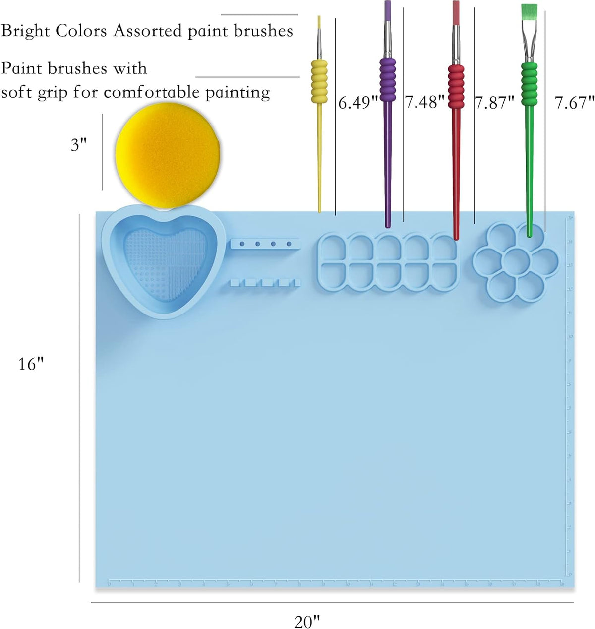 Silicone Painting Mat with Cup and Paint Holder
