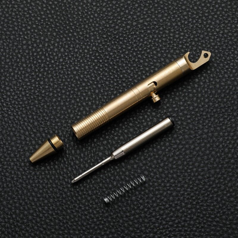 Brass Bolt-Action Tactical Pen with Bottle Opener | EDC Everyday Carry