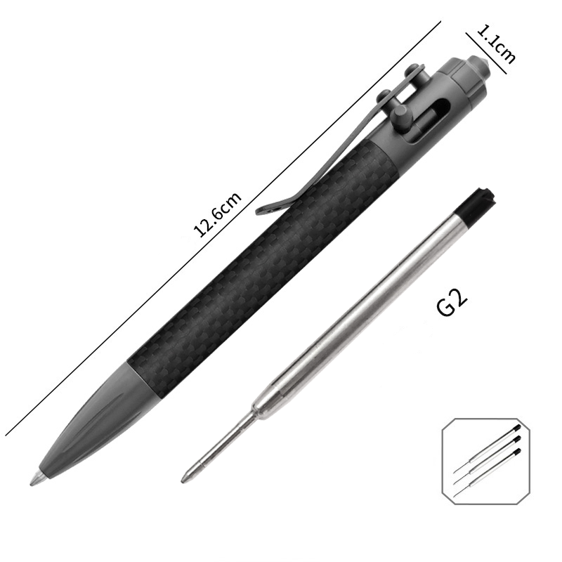 Tactical Carbon Fiber Pen for Self-Defense Includes 3 Refills Grey