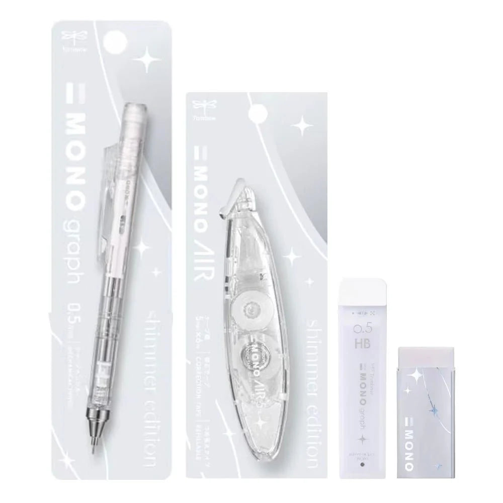 Tombow MONO Shimmer Edition Mechanical Pencil Eraser Leads Set of 4 [Limited] White