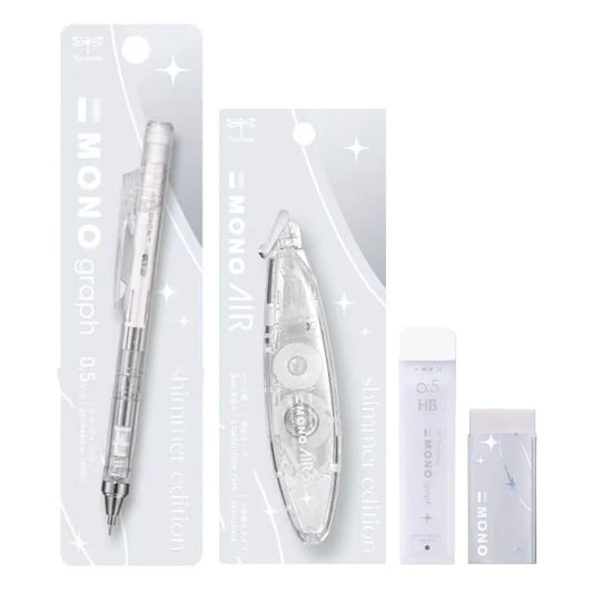 Tombow MONO Shimmer Edition Mechanical Pencil Eraser Leads Set of 4 [Limited] White