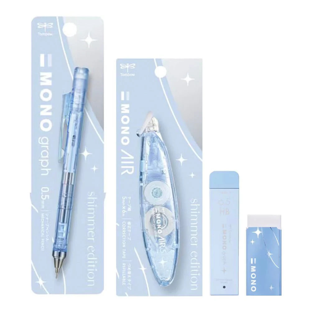 Tombow MONO Shimmer Edition Mechanical Pencil Eraser Leads Set of 4 [Limited] Light Blue
