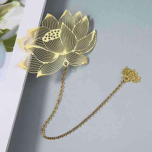 4er-Pack Metall-Lesezeichen mit Kette, goldene Hohlform