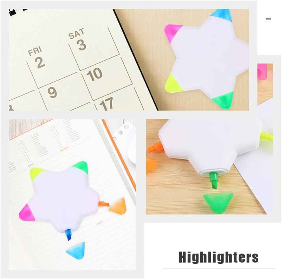 10 Stück sternförmige Aquarell-Textmarker, 5-in-1-farbige fluoreszierende Stifte