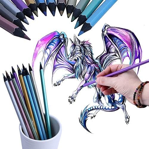12 lápices de dibujo de colores metálicos.