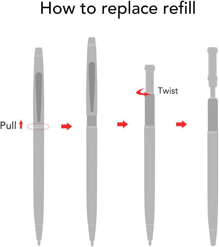 6 Pack Slim Gold Ballpoint Pens Black Ink 1mm