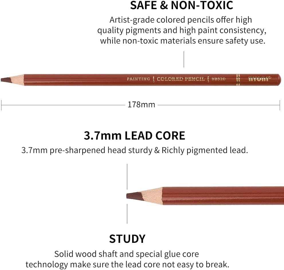 NYONI Professional 120 Colored Drawing Pencils Tin Box