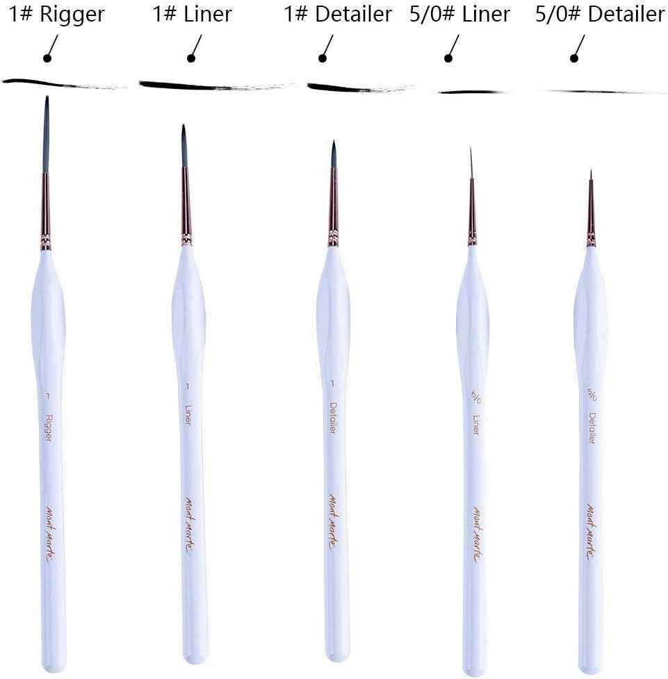 Mont Marte 5-teiliges detailliertes Liner Artist Taklon-Pinselset