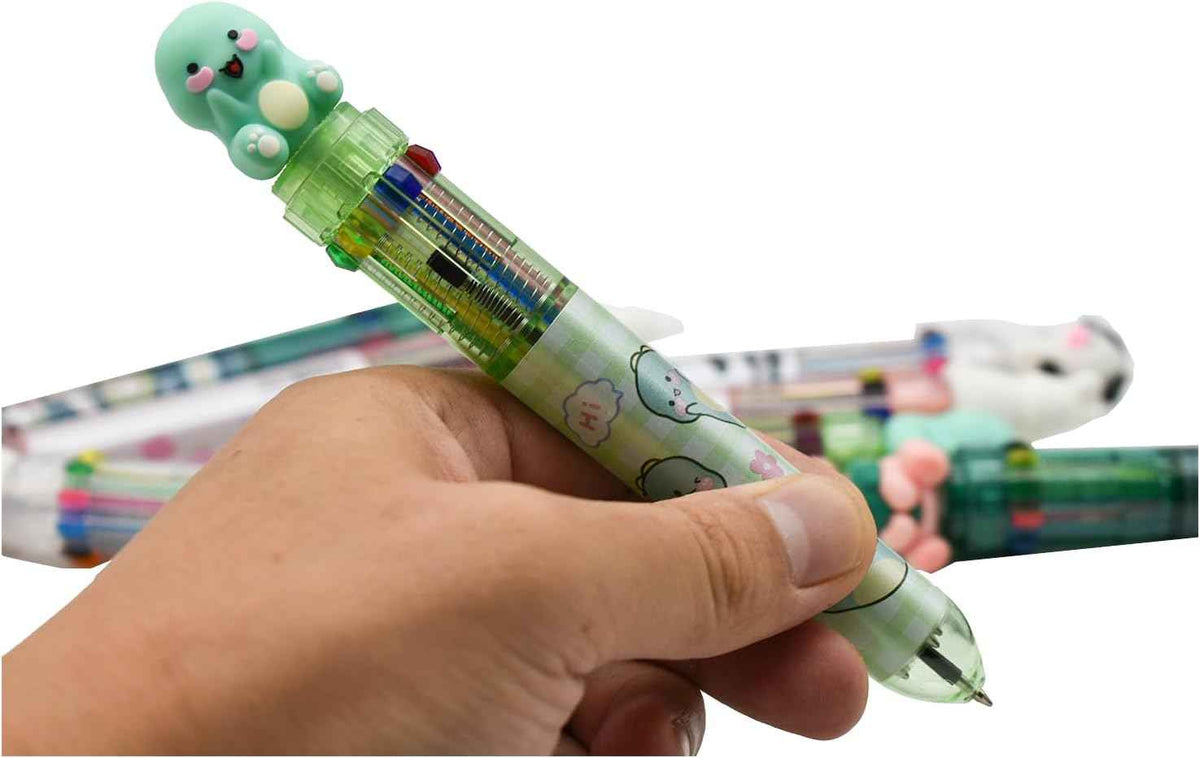 8PCS Multicolor Ballpoint Pen 10-in-1 Animal Retractable Pens