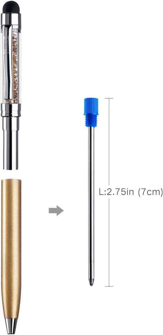 Recharges de stylo à bille remplaçables à encre bleue noire, 10 pièces, 2.75 pouces (70mm)