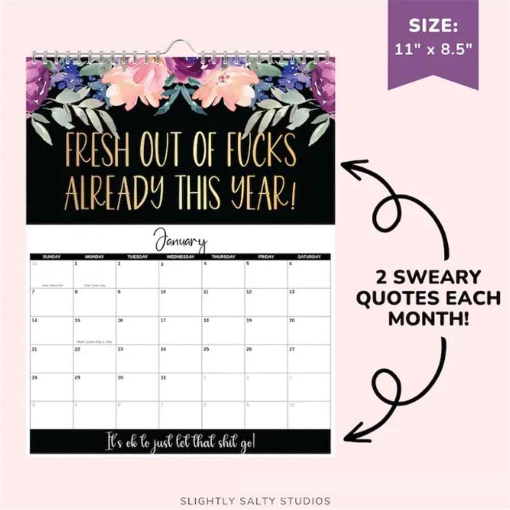 Fuck it Flower Calendar Memo,Wall 2026 Calendar for Tired-Ass Women