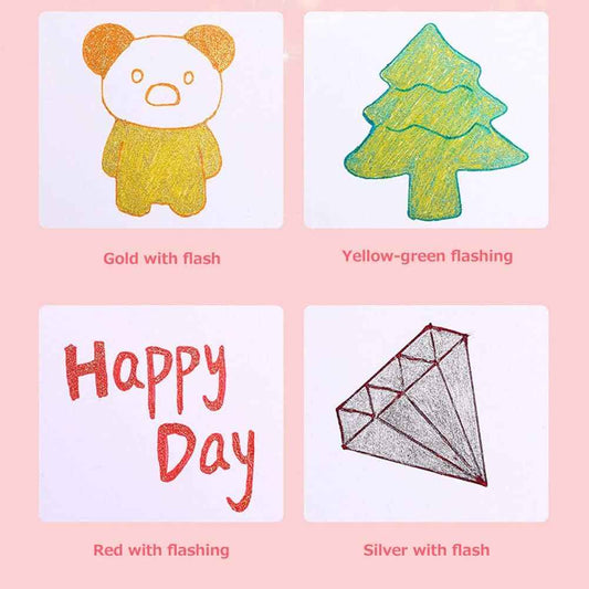 6/12/18 Farben Glitzerstift-Set für Kinder und Erwachsene zum Ausmalen, Zeichnen, Basteln, Kritzeln