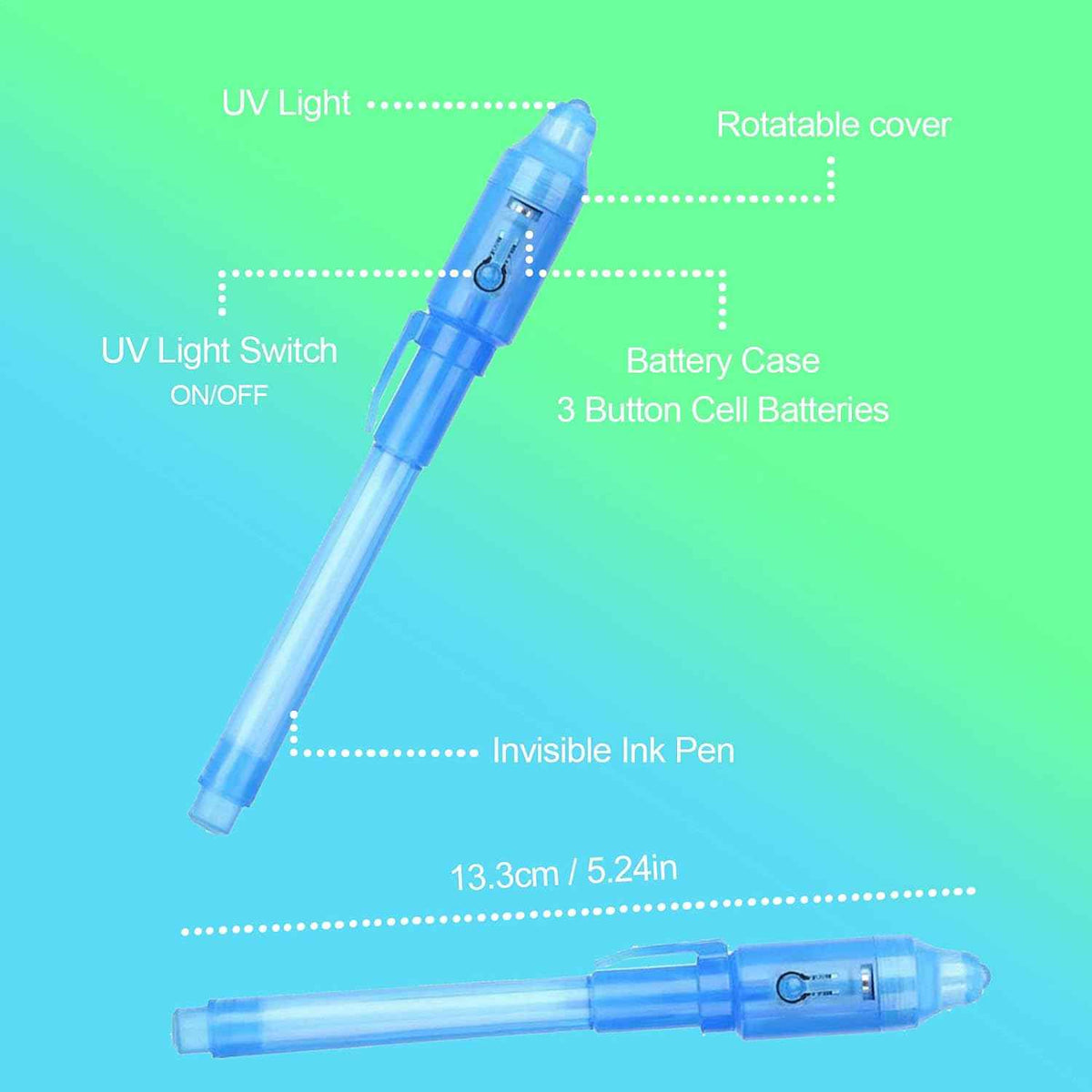 7pcs Invisible Ink Spy Pen with UV Light for Kids Secret Message