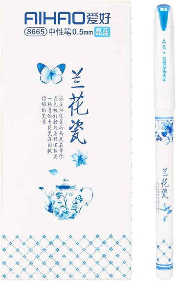 Długopisy żelowe AIHAO Orchid Porcelain Pattern 0,5 mm Fine Point, 12 szt
