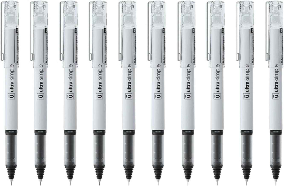 M&G 10Pcs Liquid Rollerball Pens 0.5mm Ultra Fine Point Black Ink Quick Dry