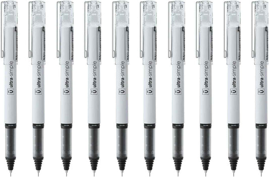 M&G 10 Uds bolígrafos de bola líquida 0,5mm punta ultrafina tinta negra de secado rápido