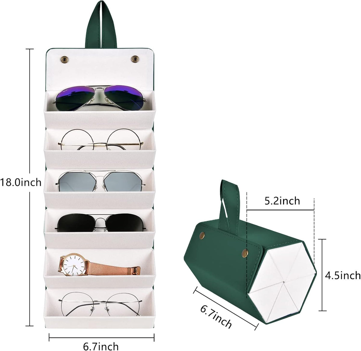 Faltbare Sonnenbrillen-Organizer-Box aus PU-Leder, Brillenhalter